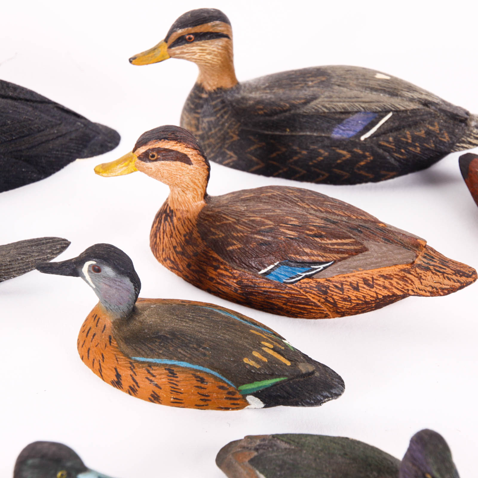 Fifteen Hand-Painted Miniature Ducks by William J. Koelpin
