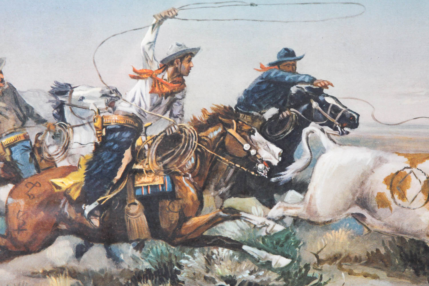 Offset Lithograph after Charles Marion Russell's 1902 "Herd Quitters"