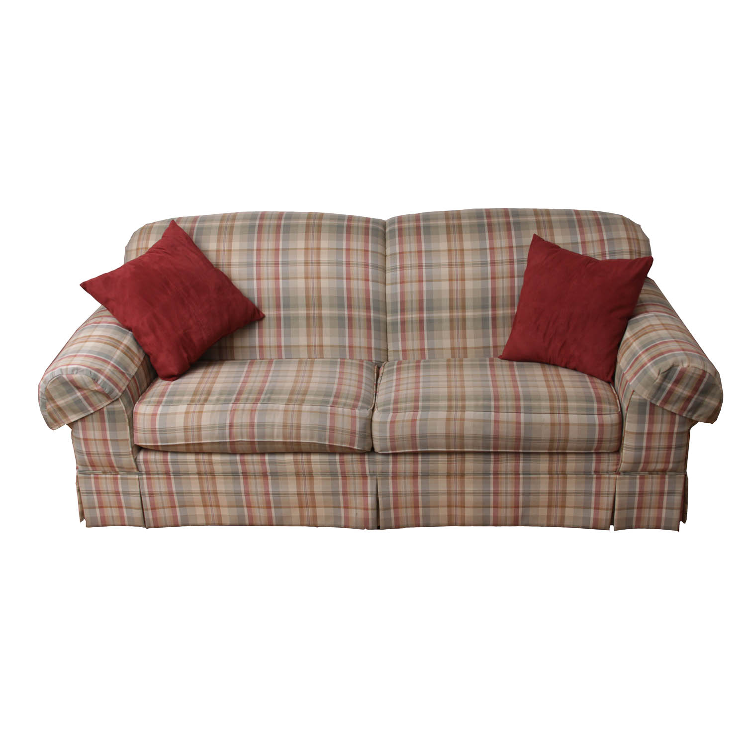 Plaid Upholstered Sofa