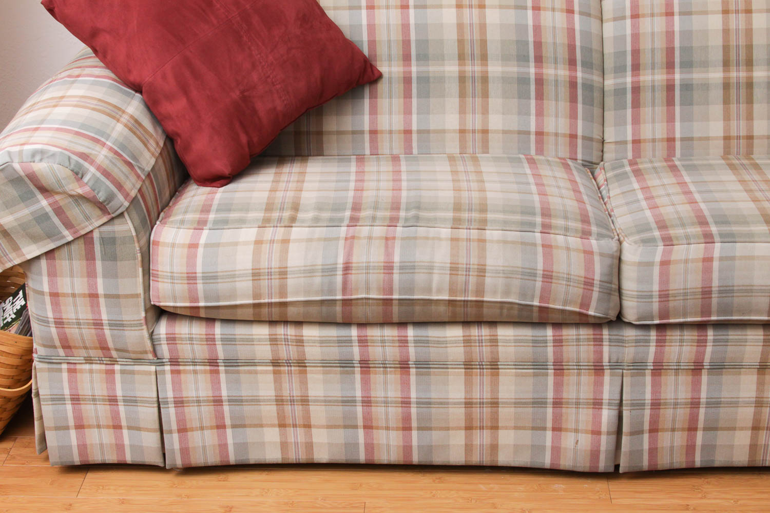 Plaid Upholstered Sofa