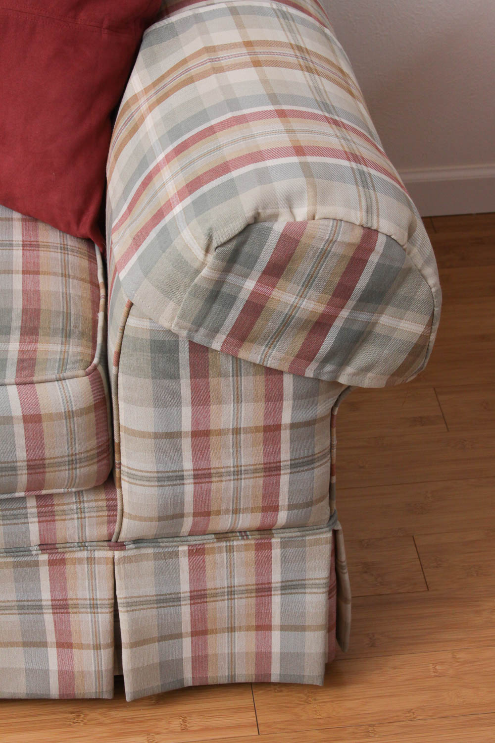 Plaid Upholstered Sofa