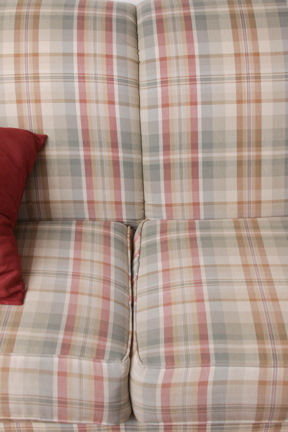 Plaid Upholstered Sofa