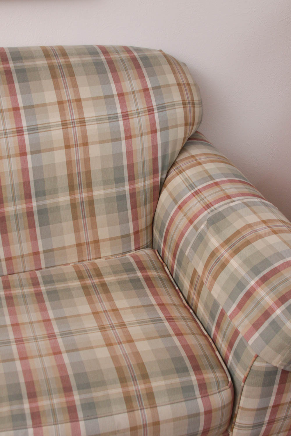 Plaid Upholstered Sofa