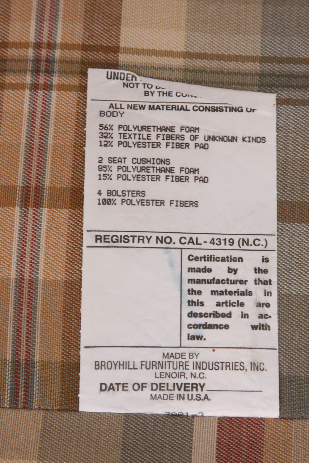 Plaid Upholstered Sofa