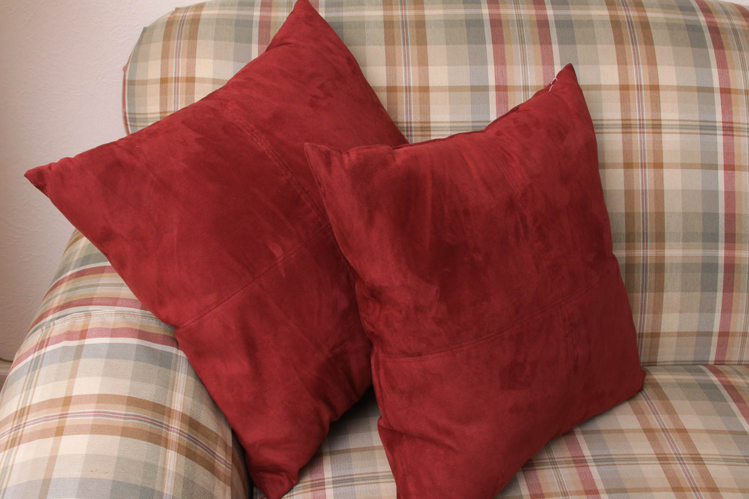 Plaid Upholstered Sofa