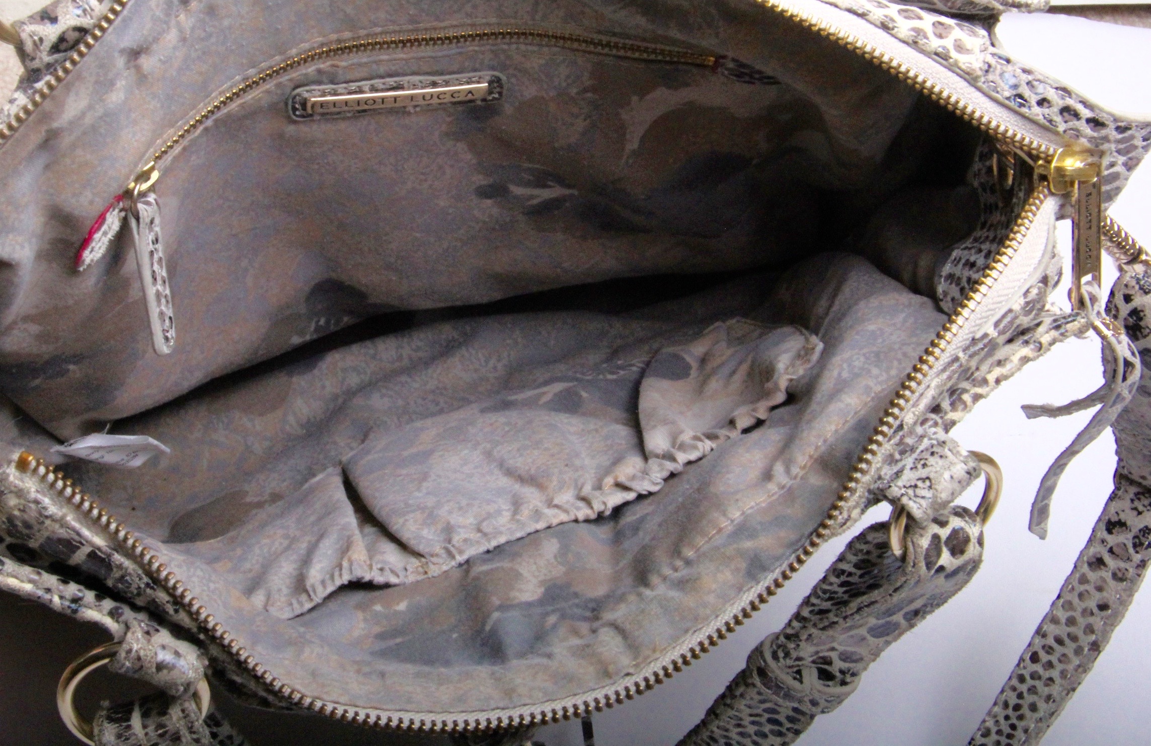 Elliott Lucca Snakeskin Style Leather Handbag