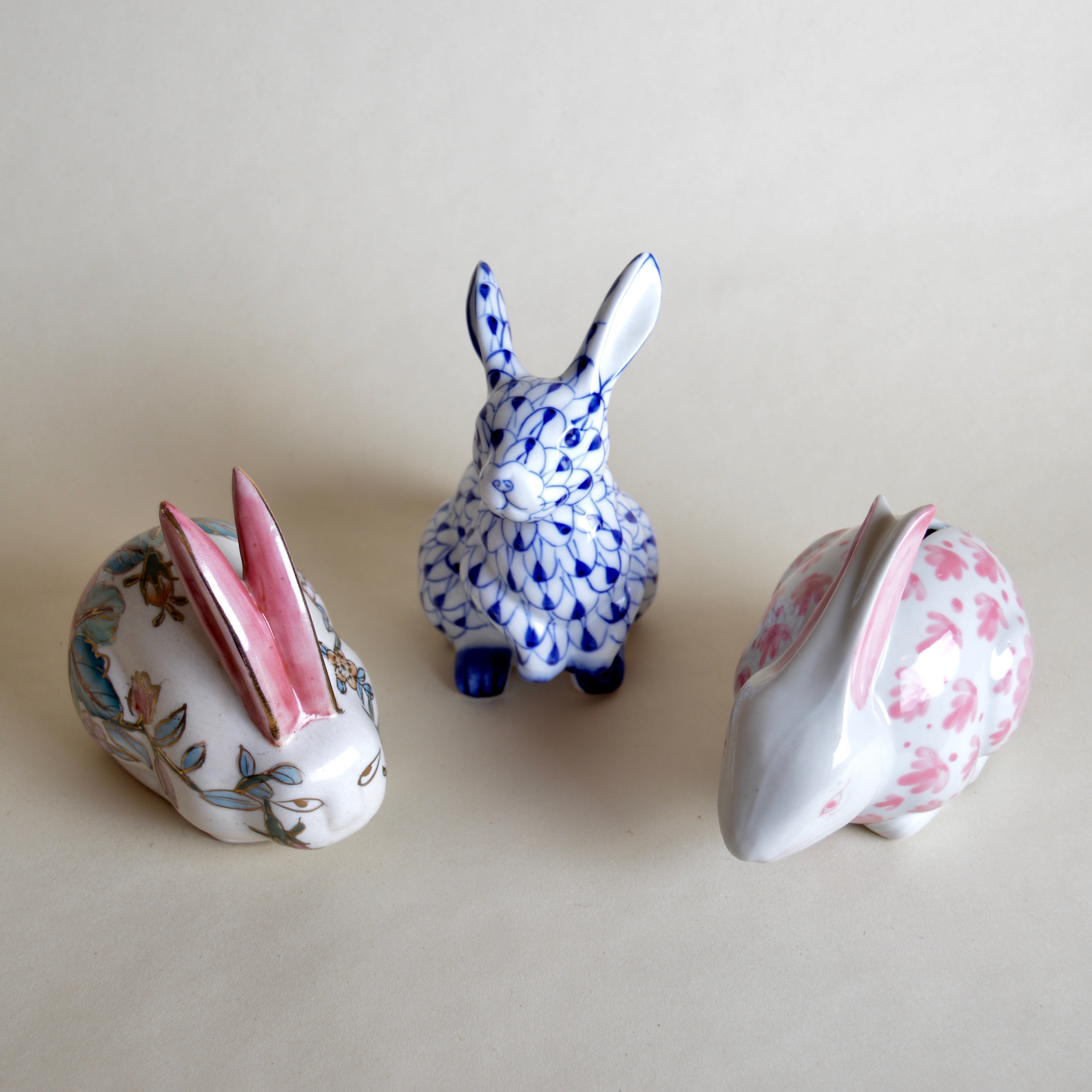 Collection of Herend and Chinese Style Bunny Rabbit Figurines