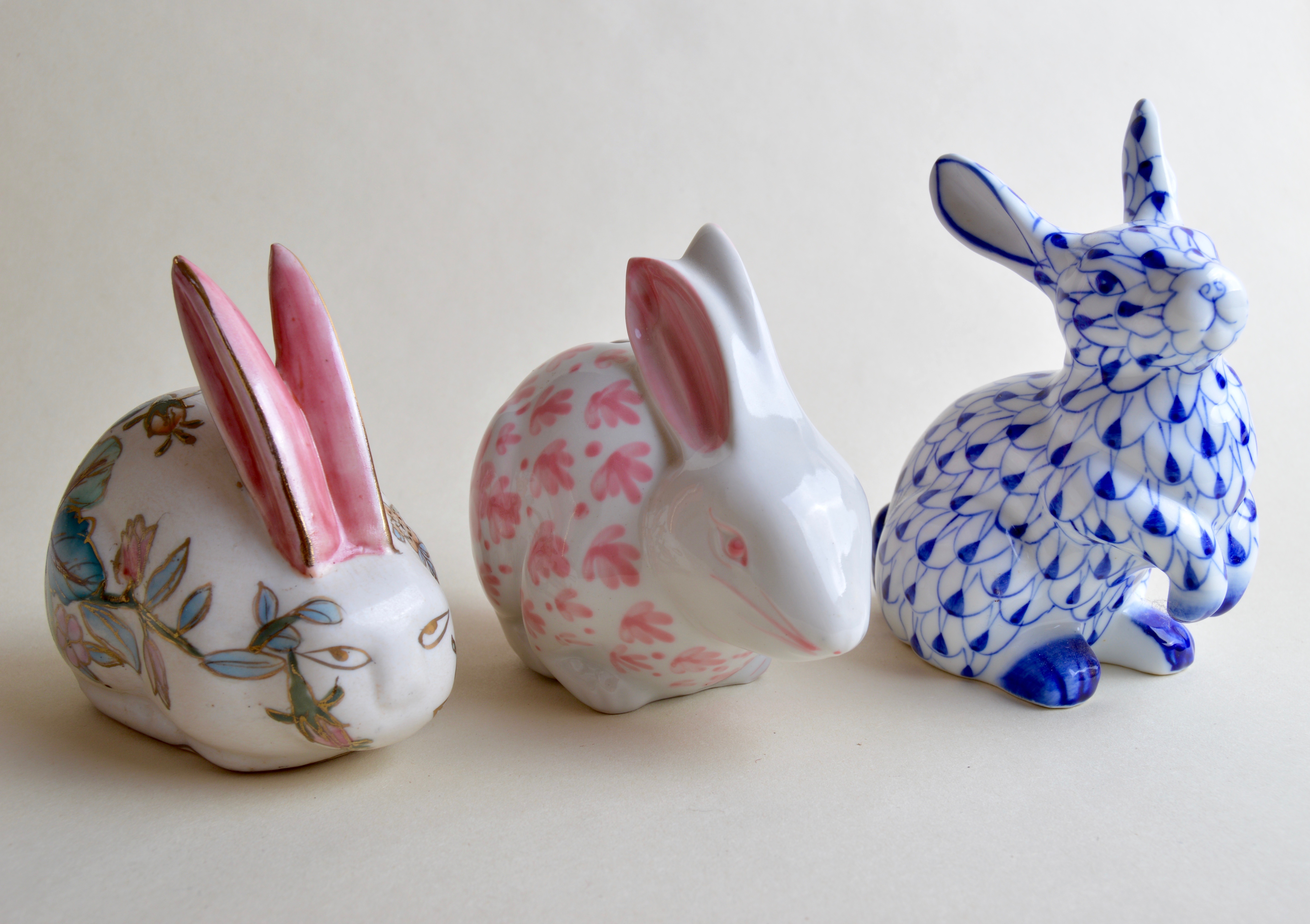 Collection of Herend and Chinese Style Bunny Rabbit Figurines