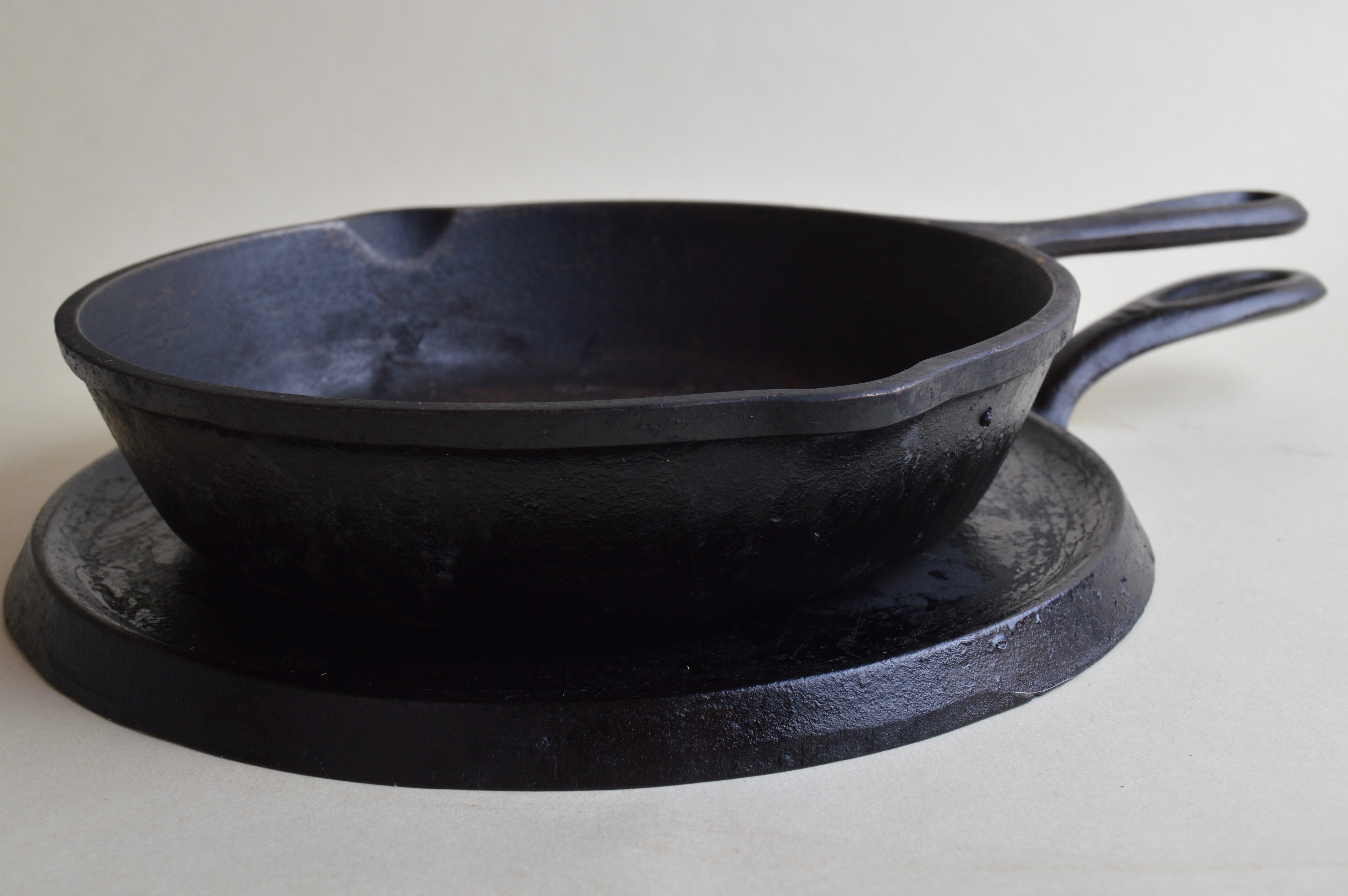 Griswold and Lodge Cast Iron Skillets with Two Mortar & Pestle