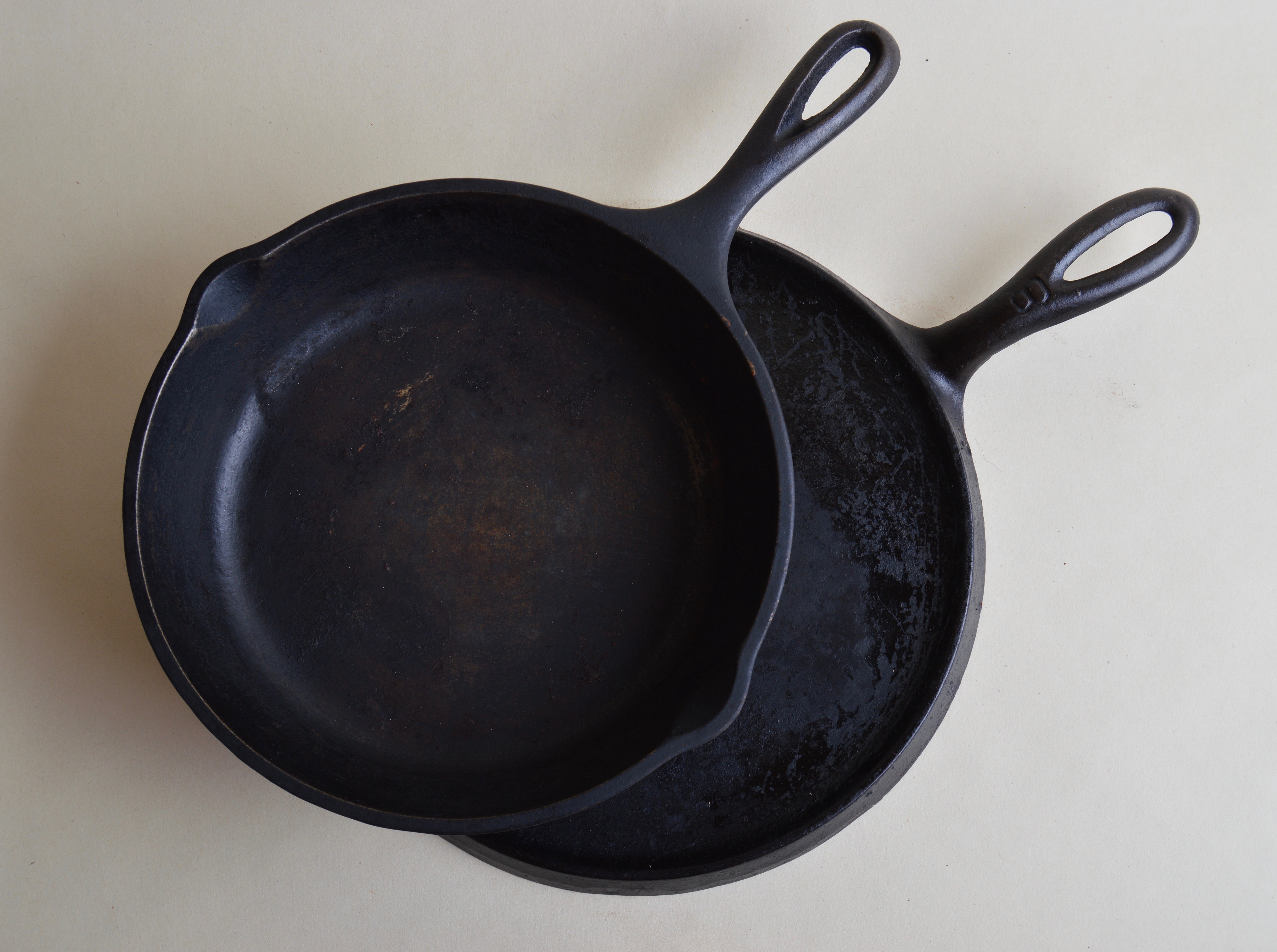 Griswold and Lodge Cast Iron Skillets with Two Mortar & Pestle