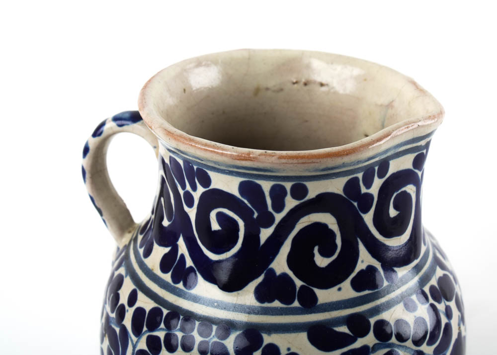 Blue and White Talavera Pitcher and Bowl