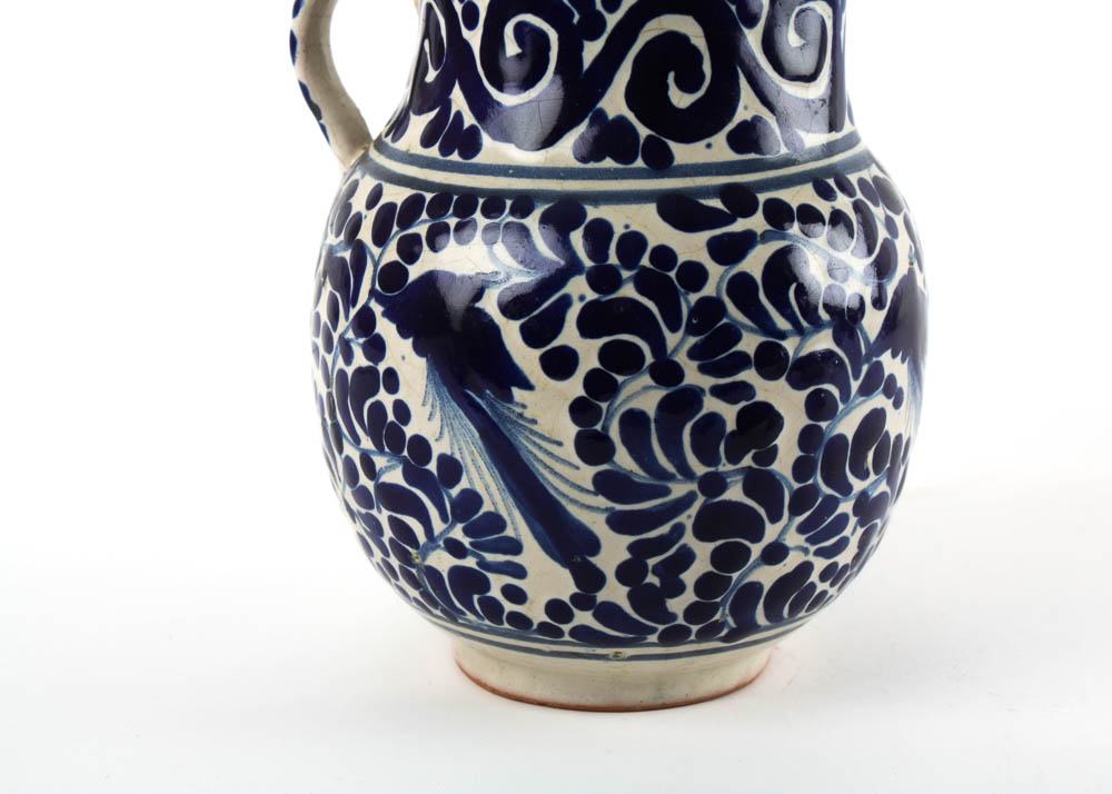 Blue and White Talavera Pitcher and Bowl