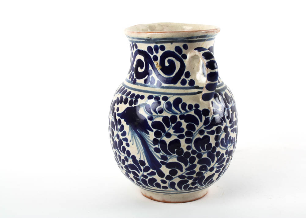 Blue and White Talavera Pitcher and Bowl