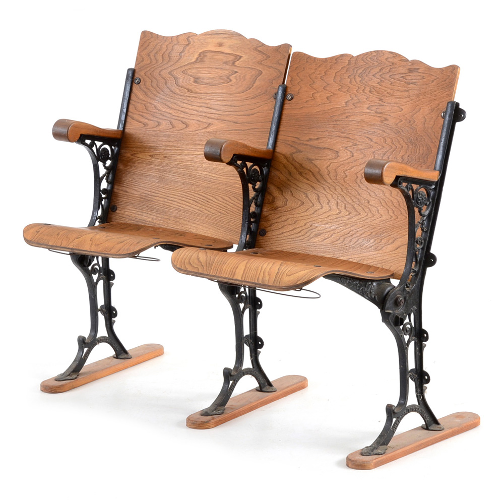 Early 20th Century Molded Birch and Cast Iron Folding Seats