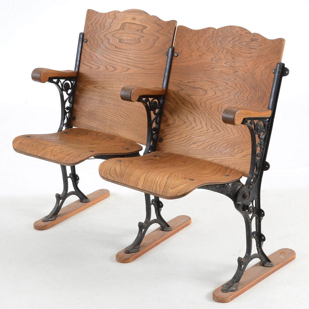 Early 20th Century Molded Birch and Cast Iron Folding Seats
