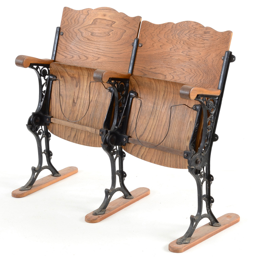 Early 20th Century Molded Birch and Cast Iron Folding Seats