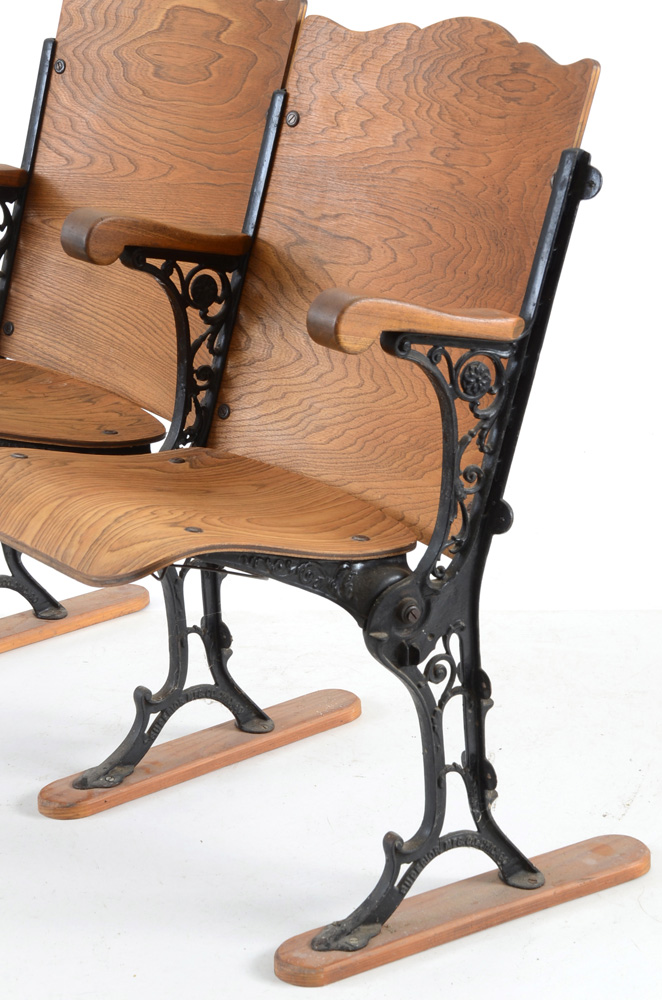 Early 20th Century Molded Birch and Cast Iron Folding Seats