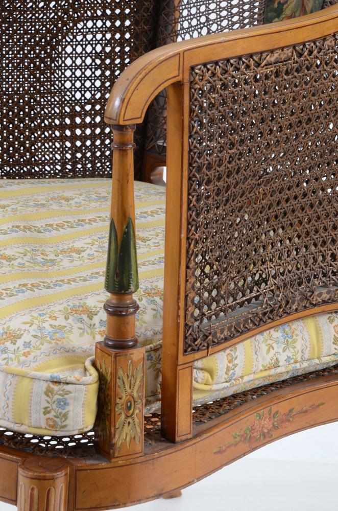 Edwardian Painted and Caned Arm Chair