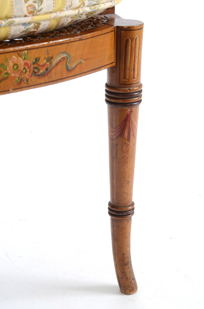 Edwardian Painted and Caned Arm Chair