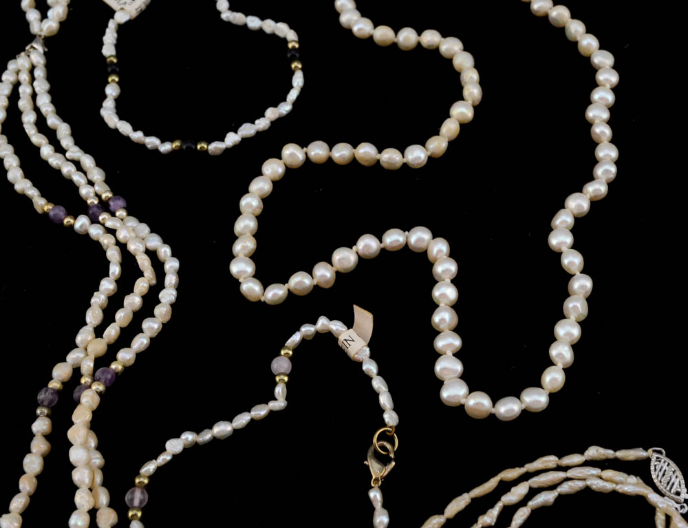 Assortment of Freshwater Pearl Necklaces and Bracelets