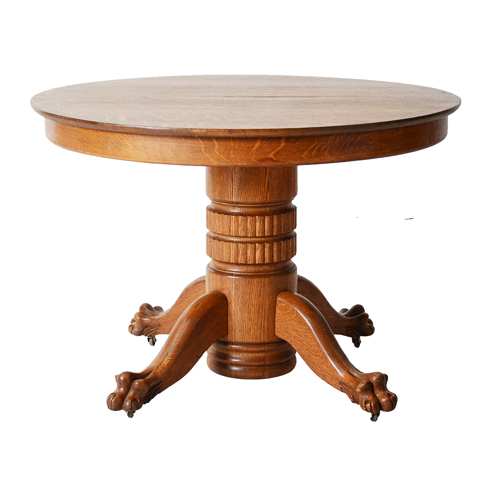 Oak Pedestal Dining Table with Leaf