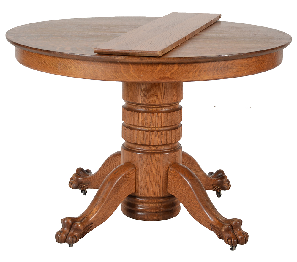 Oak Pedestal Dining Table with Leaf