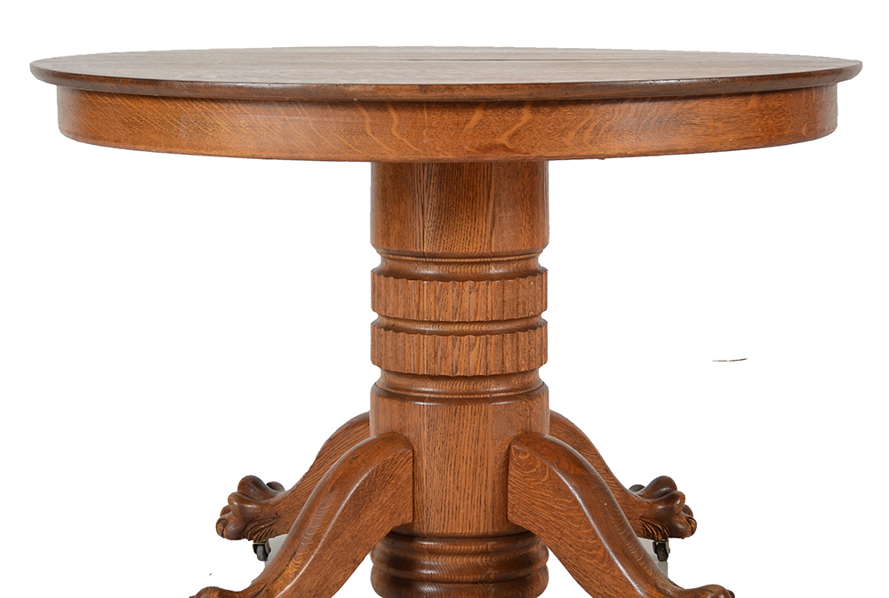 Oak Pedestal Dining Table with Leaf