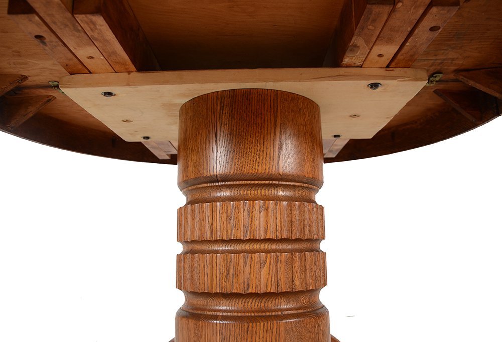 Oak Pedestal Dining Table with Leaf