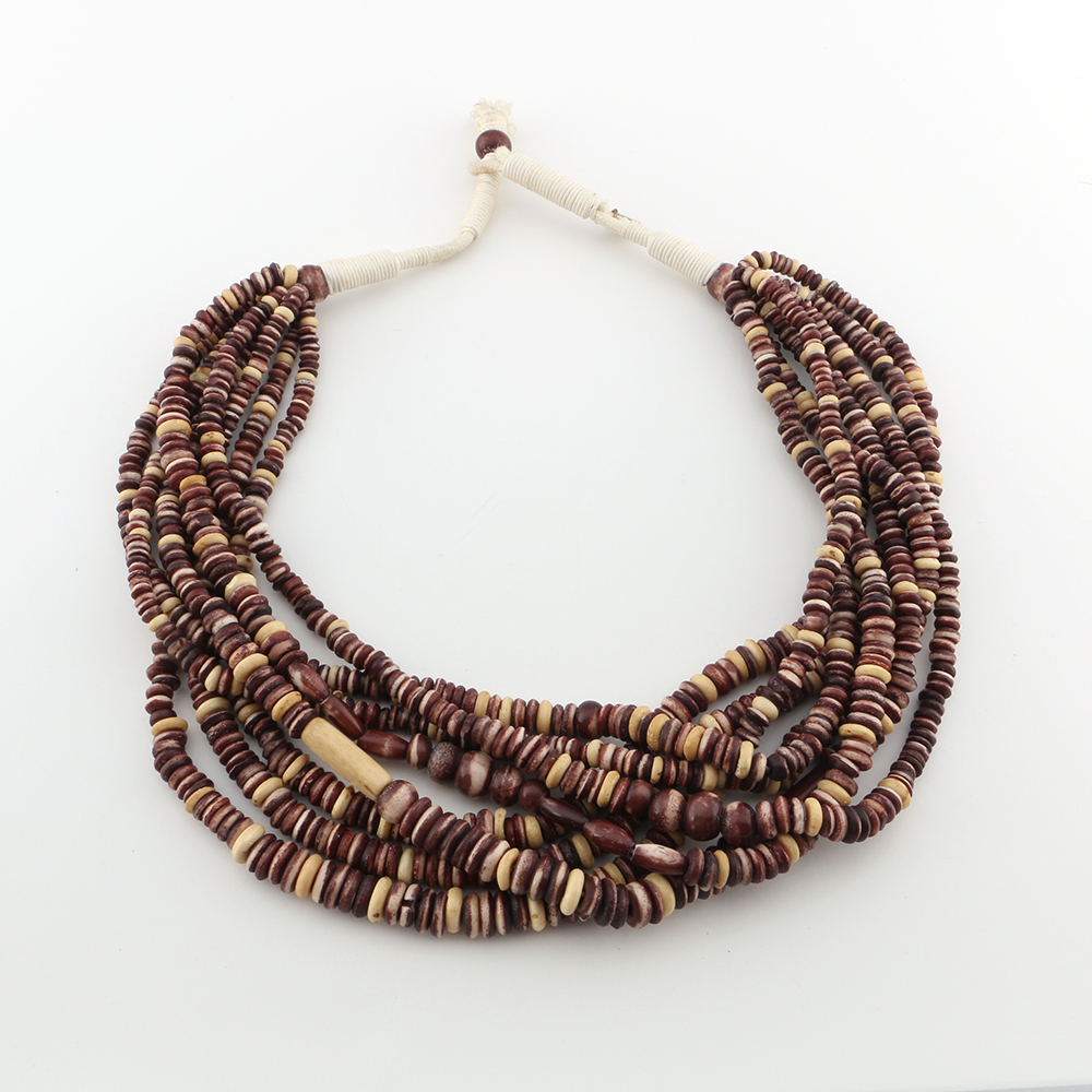 Brown and White Beaded Necklace