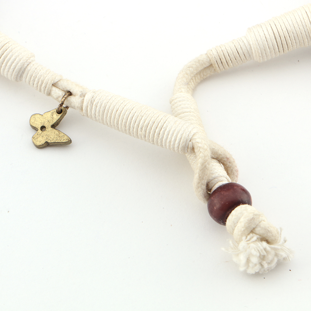 Brown and White Beaded Necklace