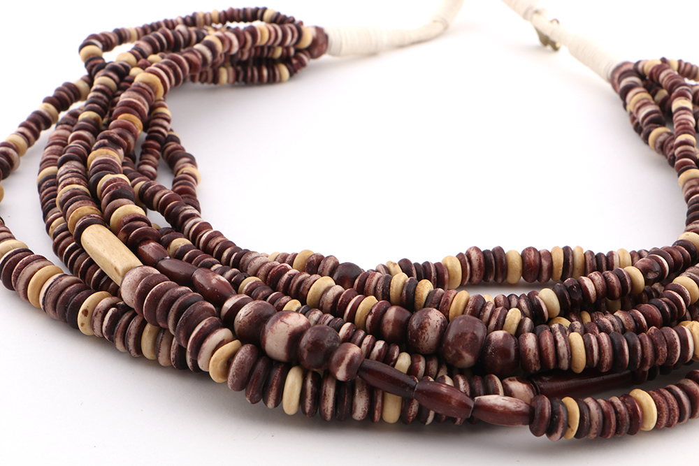 Brown and White Beaded Necklace