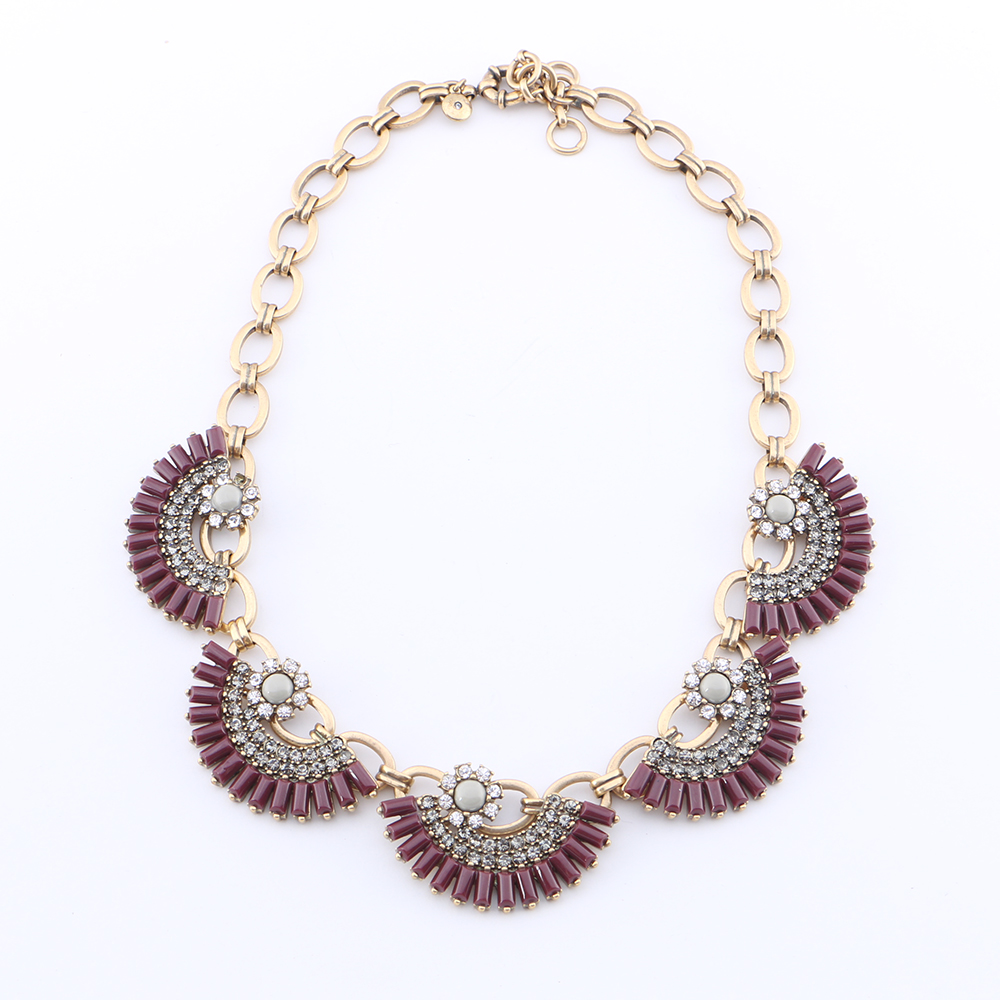 J. Crew Maroon And Gold Tone Choker