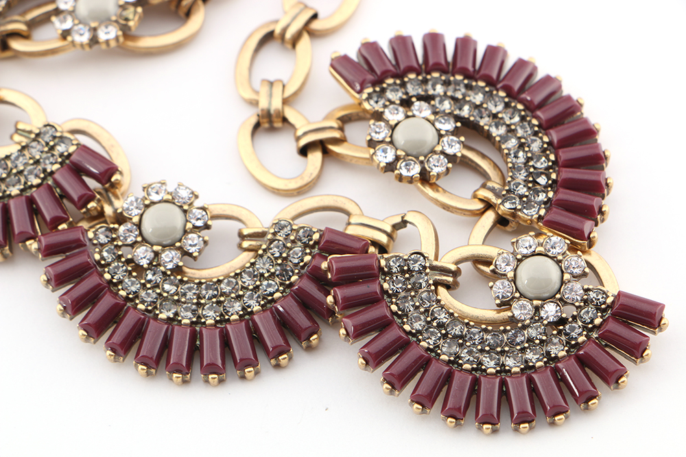 J. Crew Maroon And Gold Tone Choker