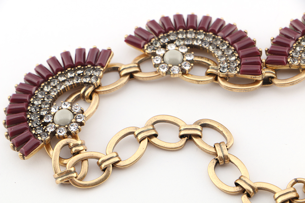 J. Crew Maroon And Gold Tone Choker