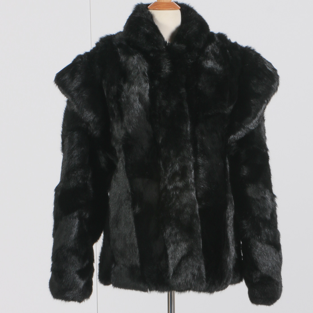 Dyed Black Rabbit Fur Coat