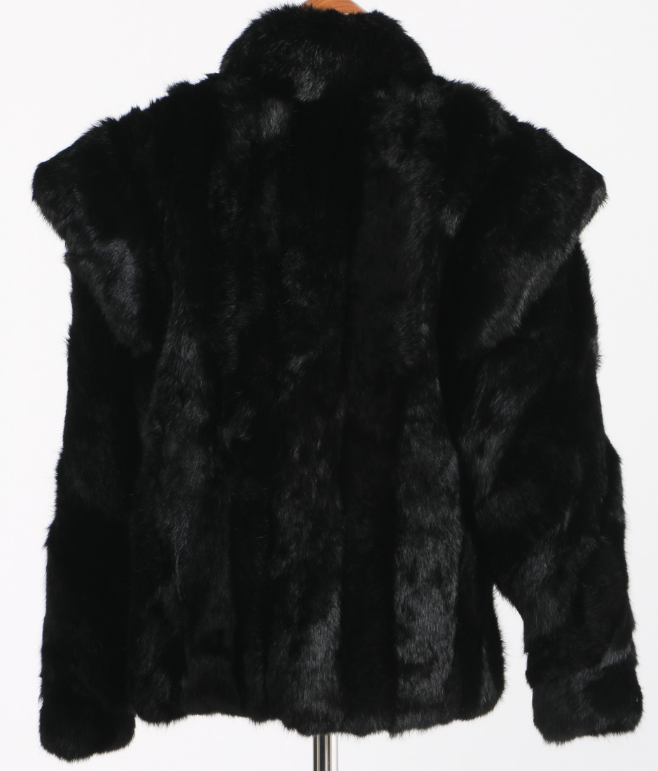 Dyed Black Rabbit Fur Coat