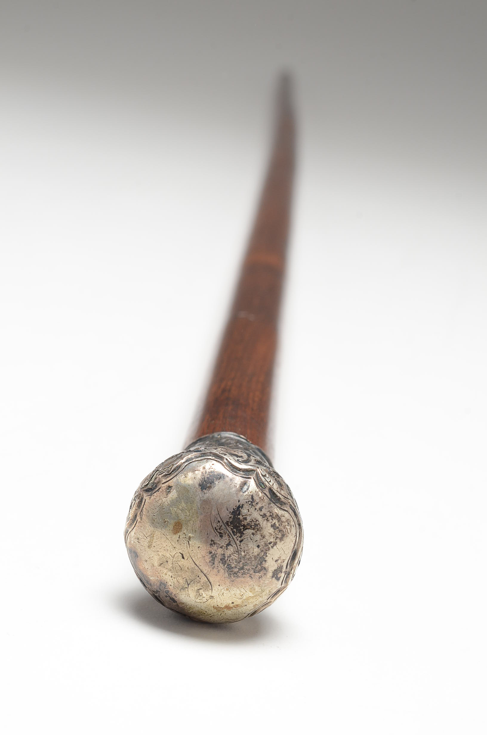 Victorian Walking Stick with 800 Silver Repousse Mount