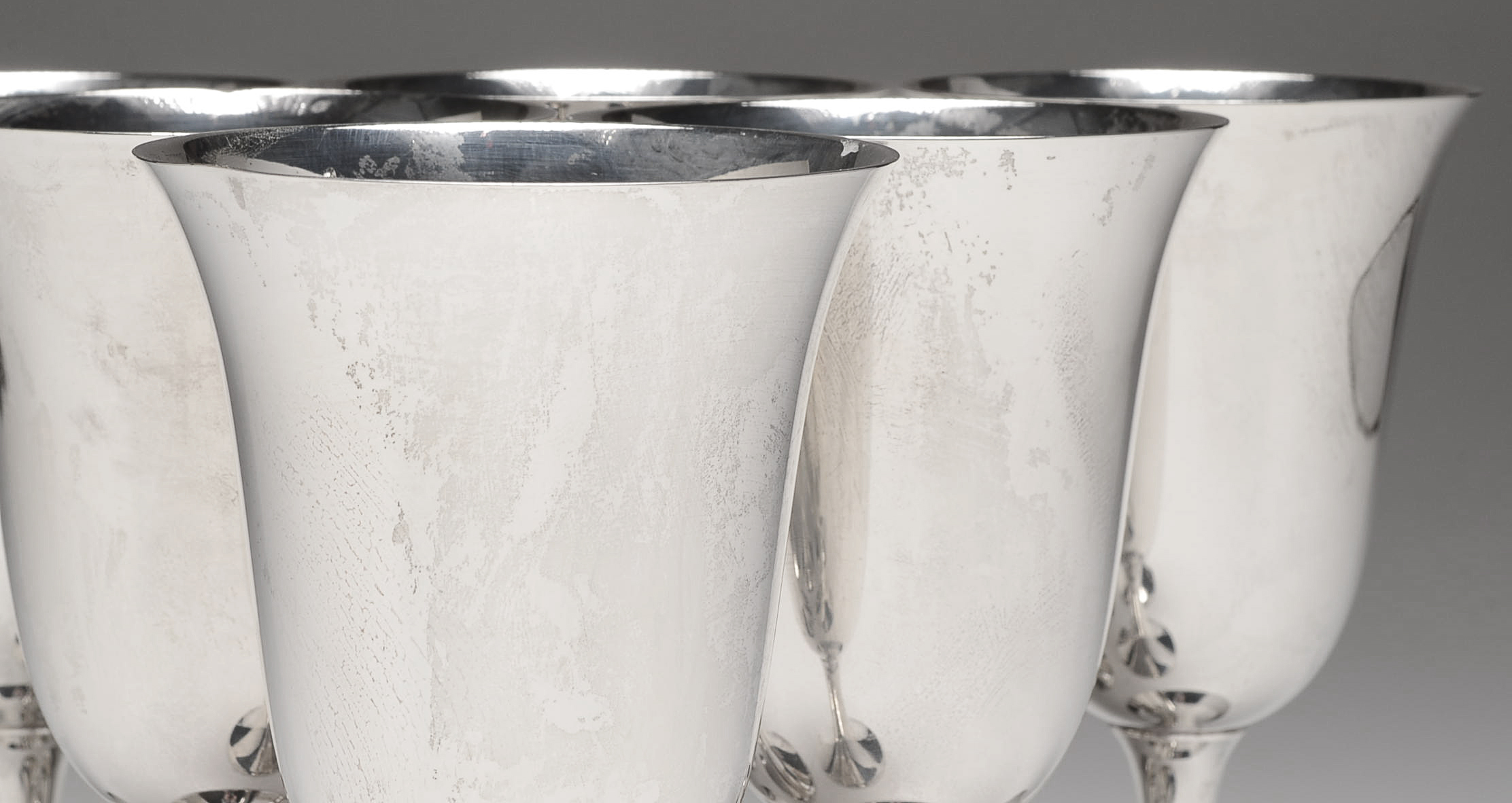 Set of Six Cartier Sterling Silver Water Goblets