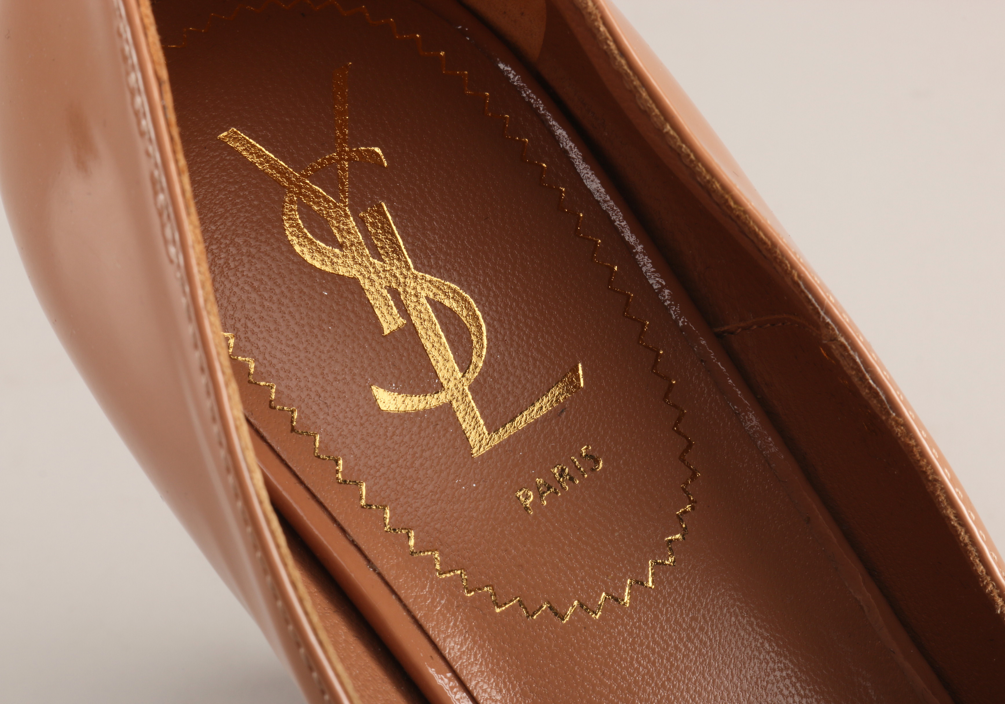 Pair of Yves Saint Laurent Peep-Toe Stiletto Heels, Size 8.5