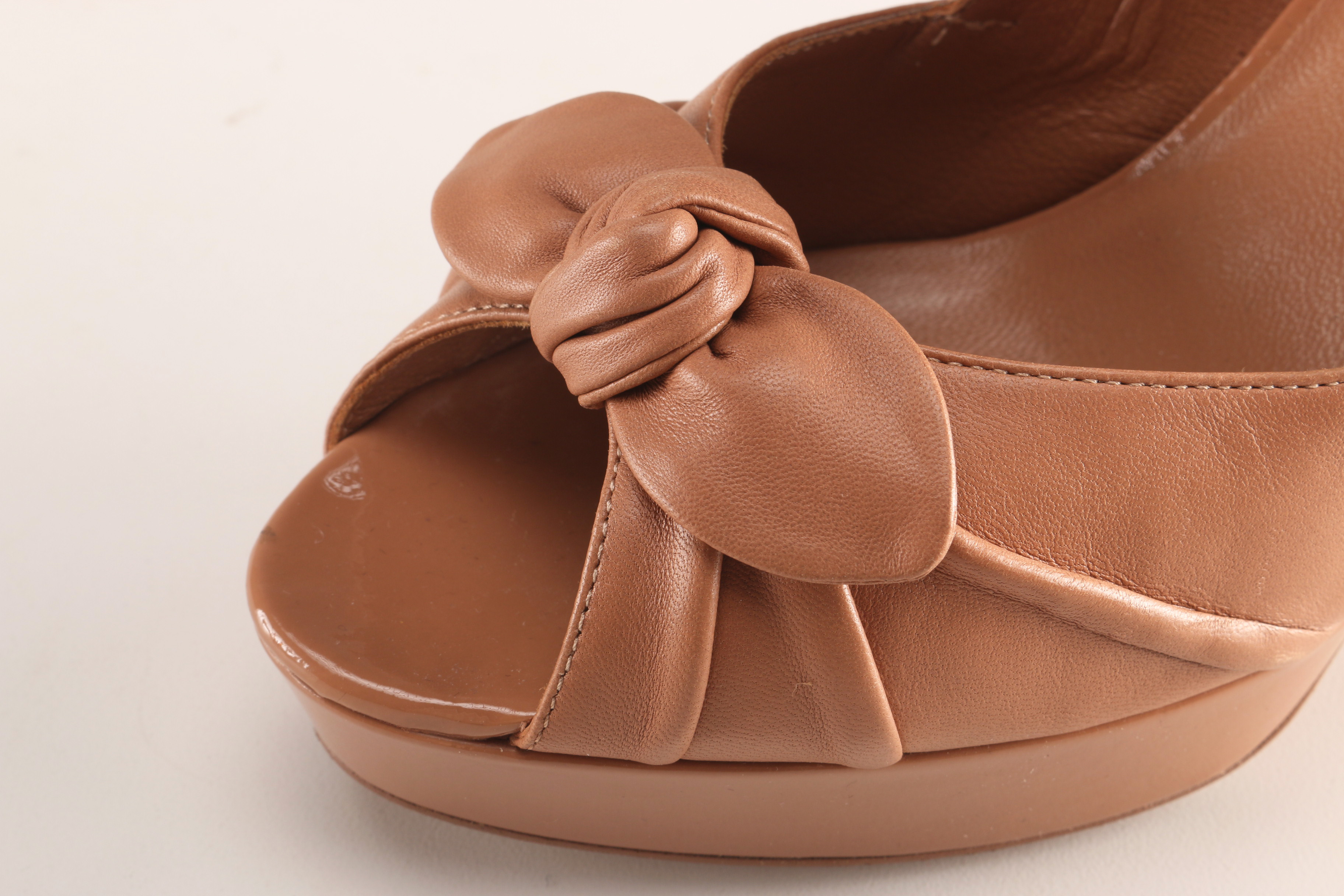 Pair of Yves Saint Laurent Peep-Toe Stiletto Heels, Size 8.5