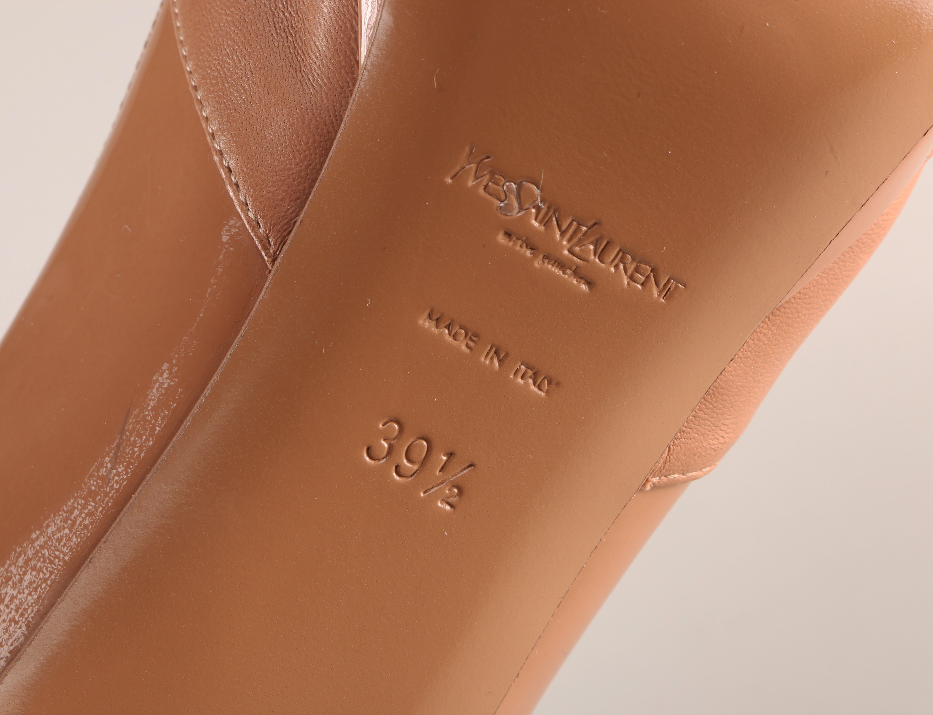 Pair of Yves Saint Laurent Peep-Toe Stiletto Heels, Size 8.5