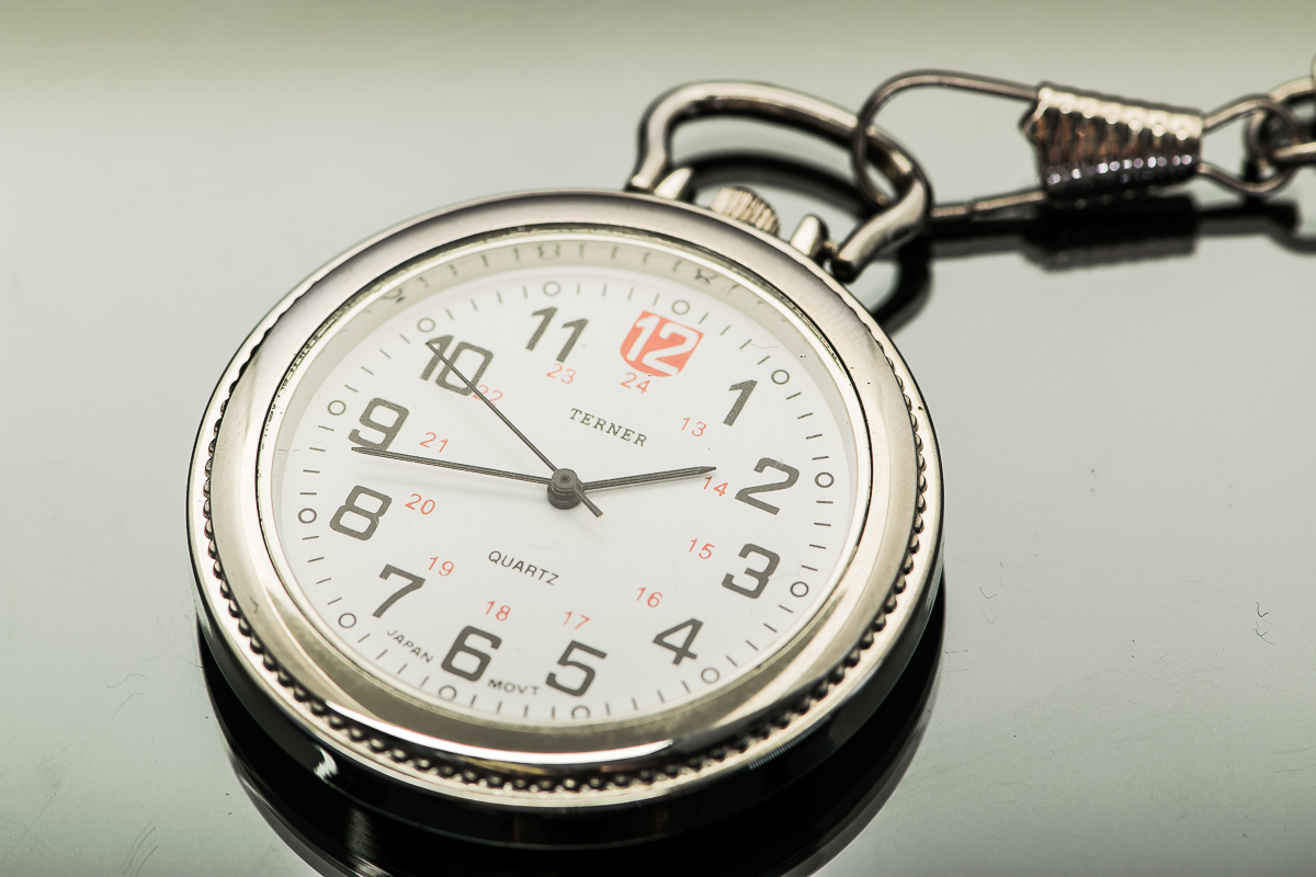 Bijoux Terner Stainless Steel Pocket Watch and Pouch