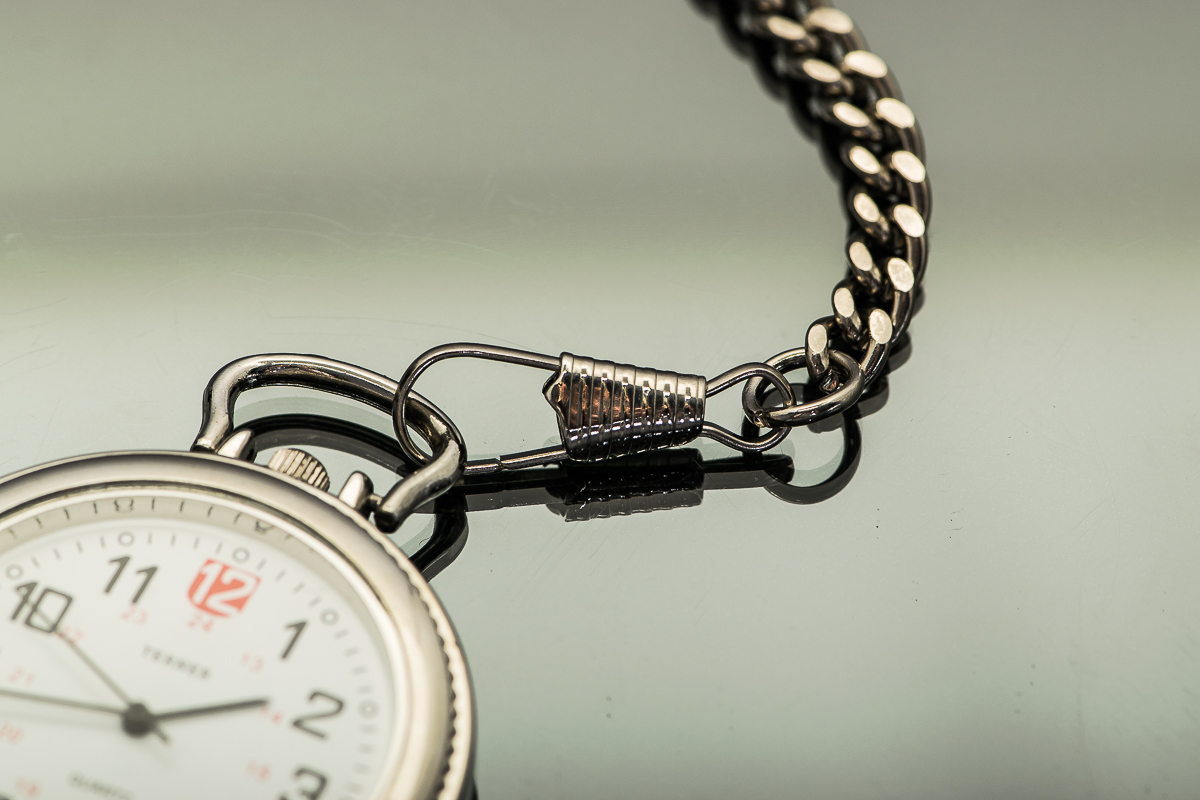 Bijoux Terner Stainless Steel Pocket Watch and Pouch