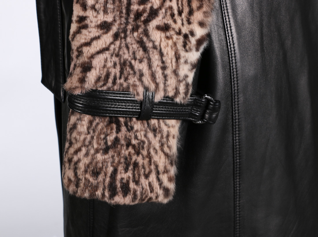 Elie Tahari Leather and Rabbit Fur Jacket