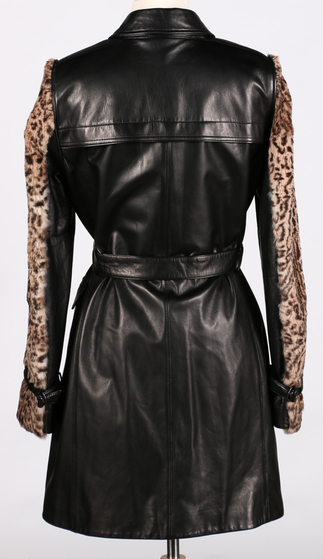 Elie Tahari Leather and Rabbit Fur Jacket