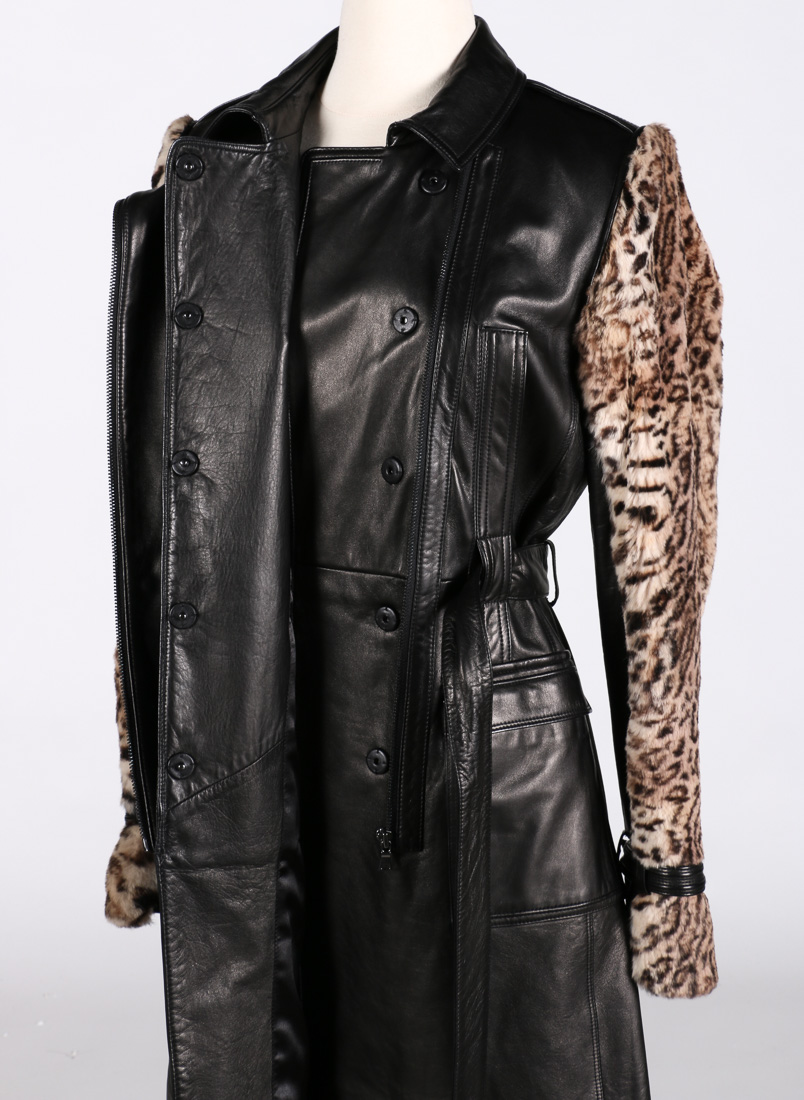 Elie Tahari Leather and Rabbit Fur Jacket