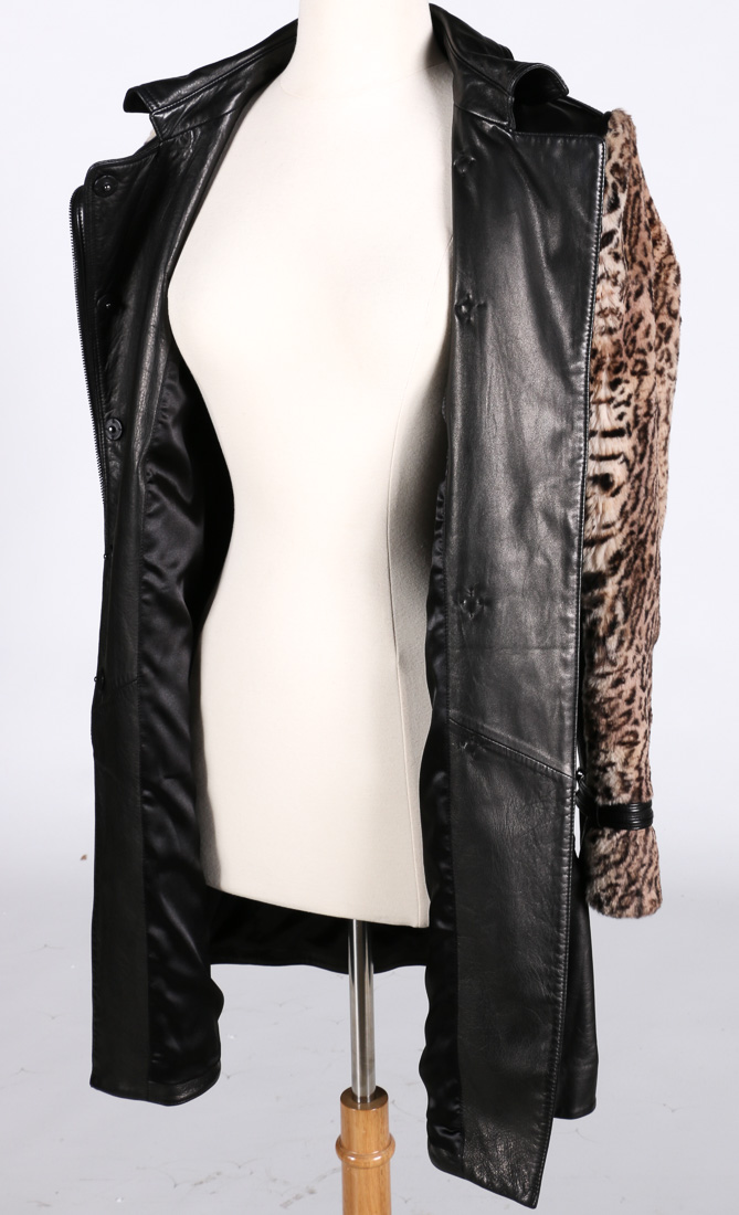 Elie Tahari Leather and Rabbit Fur Jacket