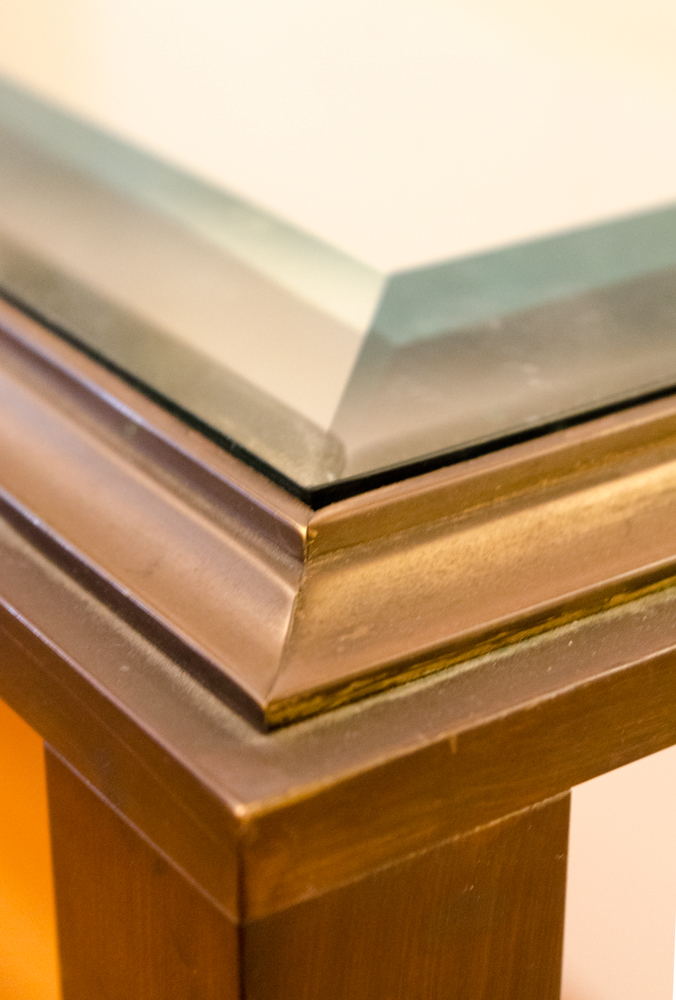 Maison Jansen Brass Console Table with Glass Top