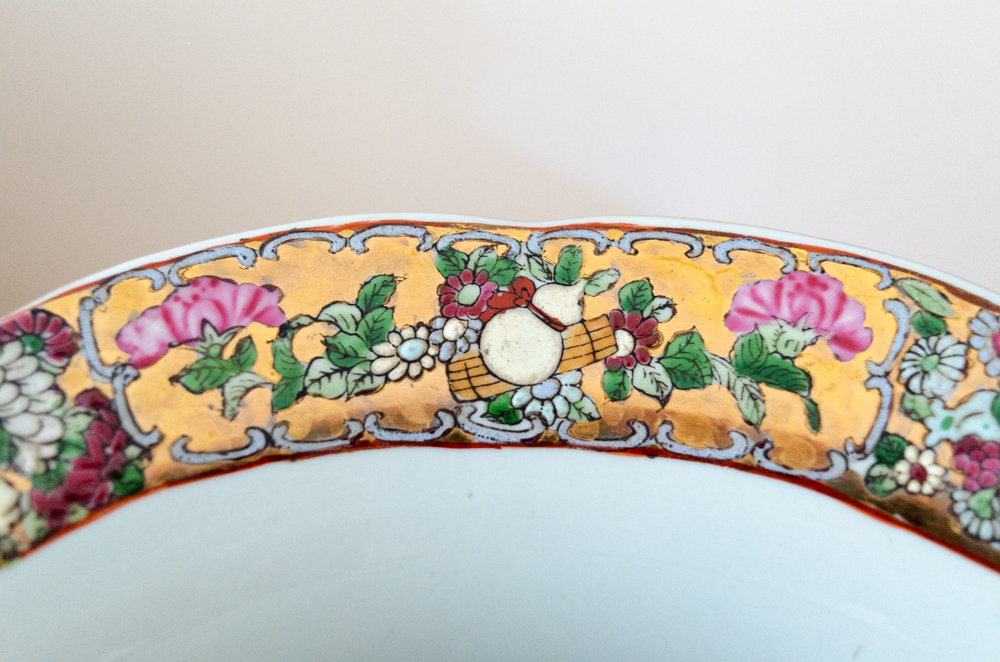 Chinese Porcelain Floor Vase with Wood Stand