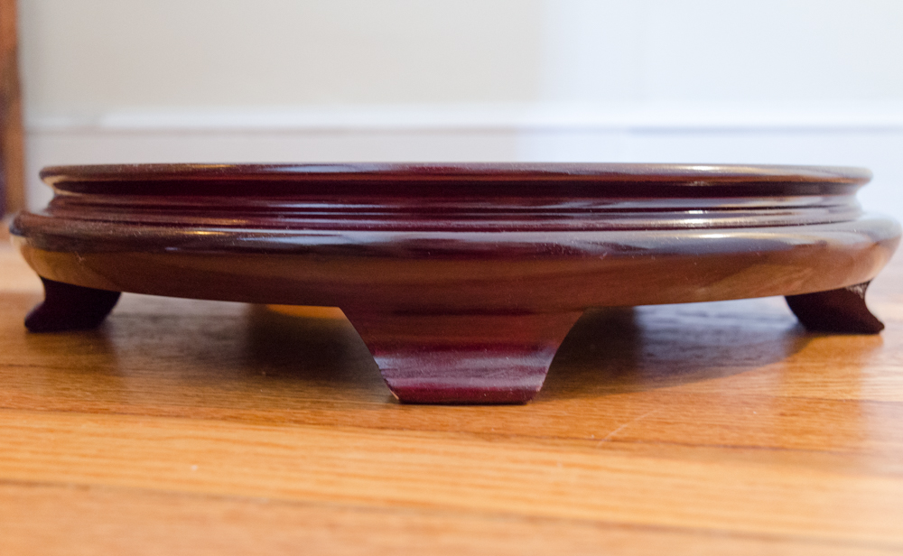 Chinese Porcelain Floor Vase with Wood Stand
